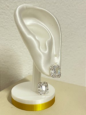 Brinco Prata Zirconia carré - 1 par