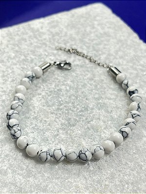 Pulseira Pedra Natural com acabamento em aço inox antialergica - medida 17cm + 7cm de extensora