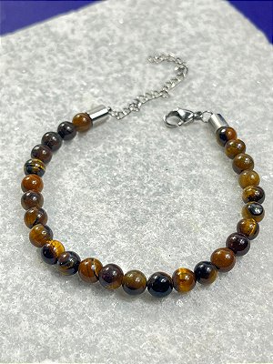 Pulseira Pedra Natural com acabamento em aço inox antialergica - medida 17cm + 7cm de extensora