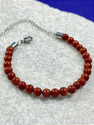 Pulseira Pedra Natural com acabamento em aço inox antialergica - medida 17cm + 7cm de extensora