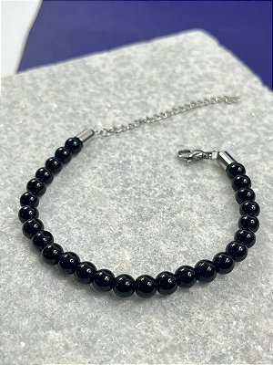 Pulseira Pedra Natural com acabamento em aço inox antialergica - medida 17cm + 7cm de extensora