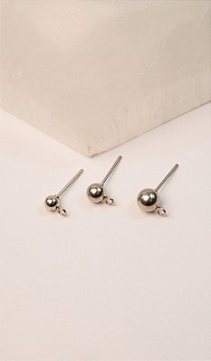 Base De Brinco Bolinha 4mm com saida Aco Inox - O Par