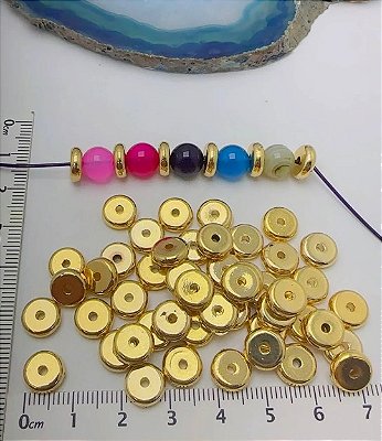 Entremeio Disco 8mm Ouro - 10pçs
