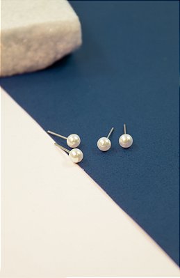 Brinco Perola 6mm Aco Inox - O Par