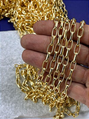 Corrente Cartier meia cana - arame 2,4mm - ferro banho ouro 2 milésimos com verniz - 1 metro