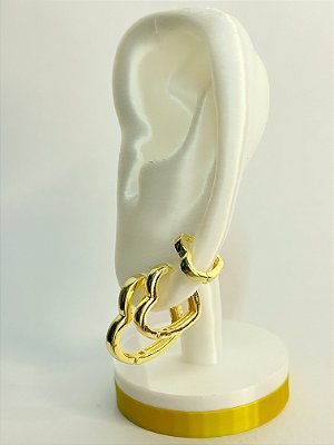 Trio Brinco Argola click Coração - Banho ouro 2 milésimos com verniz - 3 pares
