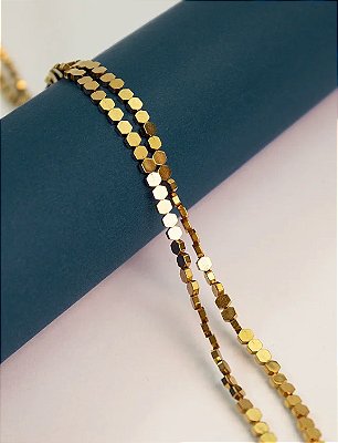 Fio Hematita Dourada Sextavado - O Fio