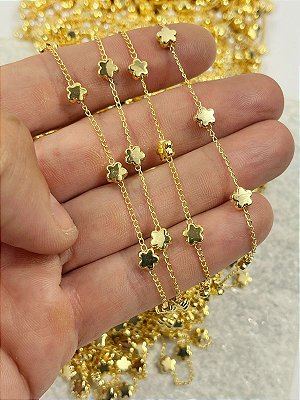 Corrente Flor Banho ouro 2 milésimos de camada e verniz italiano - 1 metro
