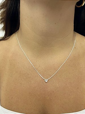 Conjunto Veneziana Ponto de Luz Coração - Banho ouro 2 milésimos de camada - 1 colar + 1 par de brinco