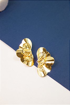 Brinco Flor Meia Petala - 01 par