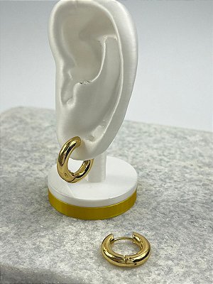 Brinco Argola Click aço inox dourado - 1 par