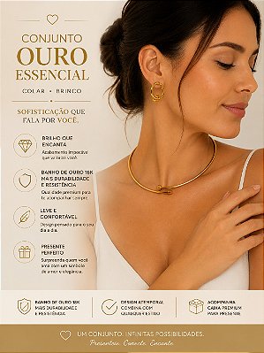 Conjunto Prego em Aço inox dourado - antialergico - Choker + brinco