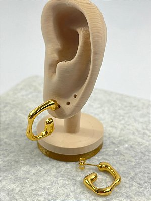 Brinco Argola Organico Aço Inox dourado - antialergico - 1 par