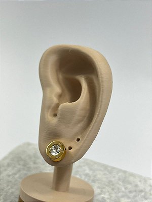 Brinco Aço inox Dourado com zirconia - 1 par