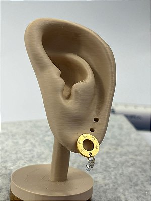 Brinco Aço inox Dourado com zirconia - 1 par