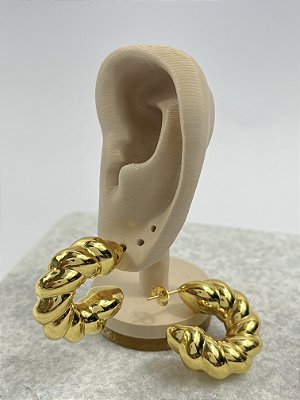 Brinco Argola Torcida Aço inox Dourado - 1 par