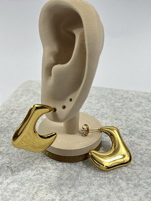 Brinco Argola orgânico Aço inox Dourado - 1 par