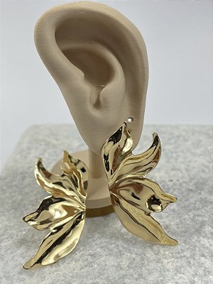 Brinco Flor Organica Aço inox Dourado - 1 par