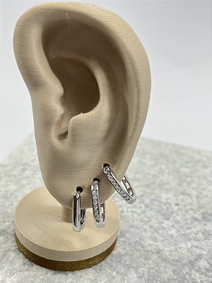 Trio Brinco Argola quadrado Cravejado Zirconia - 3 pares