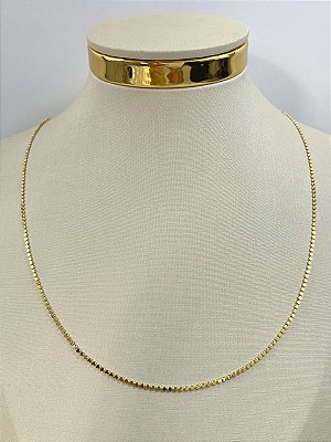 Colar Moedinha diamantada 50cm Banho Semijoia Ouro 5 milésimos com 10cm de exntensora - 1 unidade