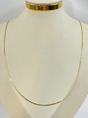 Colar Moedinha diamantada 70cm Banho Semijoia Ouro 5 milésimos com 10cm de exntensora - 1 unidade