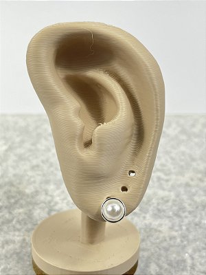 Brinco meia pérola Semijoia Prata 925 banho 50 milésimos com verniz - 1 par