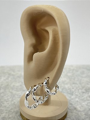 Trio Brinco Argola torcida Prata Semijoia Banho 50 milésimos - 3 pares - P M G