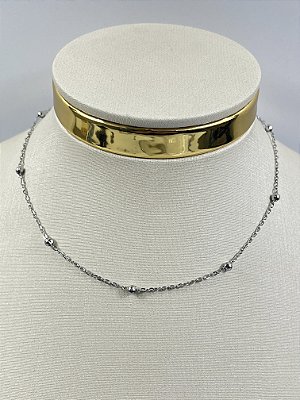 Choker colar aço inox - medida 30cm + 6cm de extensora - 1 unidade