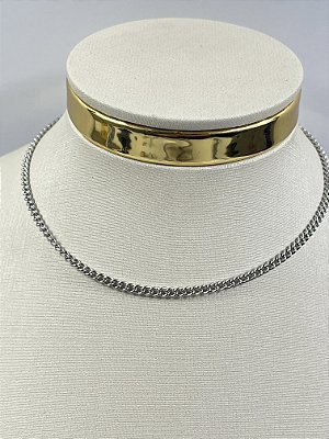 Choker colar aço inox - medida 30cm + 6cm de extensora - 1 unidade