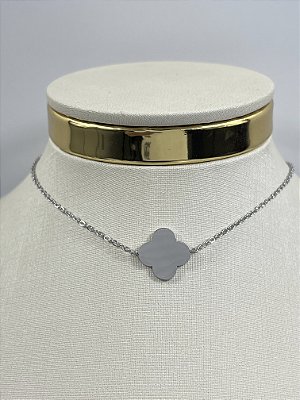 Choker colar aço inox - medida 30cm + 6cm de extensora - 1 unidade