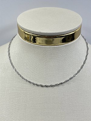 Choker colar aço inox - medida 30cm + 6cm de extensora - 1 unidade