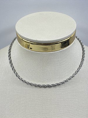 Choker colar aço inox - medida 30cm + 6cm de extensora - 1 unidade