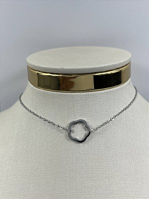 Choker colar aço inox - medida 30cm + 6cm de extensora - 1 unidade