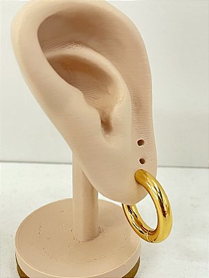 Brinco Argola Tubo Aço inox Dourado tipo Click - 1 par