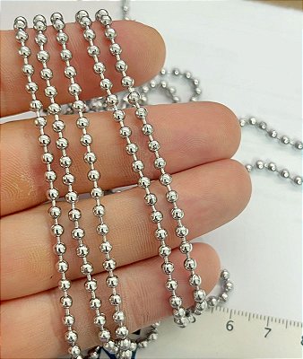 Corrente Bolinha 3,2mm Aço inox - Antialergica - Nao escurece nunca - 1 metro