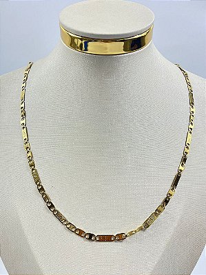 Colar Aço Inox Dourado com 60cm - Antialergico - 1 unidade