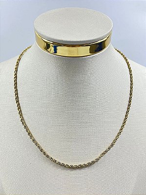 Colar Aço Inox Dourado cordao baiano com 45cm - Antialergico - 1 unidade