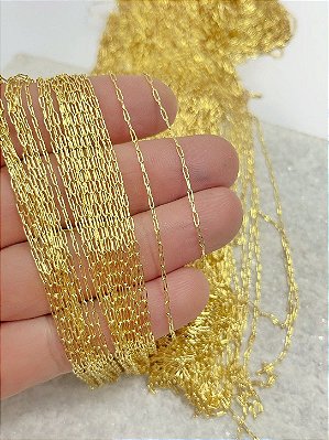 Corrente Cartier para Terço arame 0,40mm Banho Ouro Camada 2 Milésimos e Verniz italiano - 1 Metro