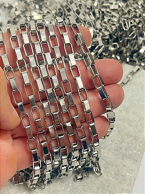 Corrente Aço inox Cartier arame chato - Não escurece nunca - 1 metro