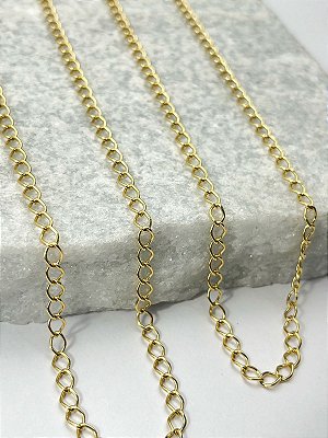Corrente Alongadora Extensora - Balao 0,80Mm - Banho 2 Milésimos Ouro Com Verniz Protetivo - 1 metro