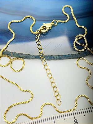 Colar Veneziana 40 cm *Banho 5 Milésimos Ouro* Semijoia * com Alongadora extensora e Fecho de Latão - Com Verniz Protetivo italiano - Bitola 0,80Mm - 1 Unidade