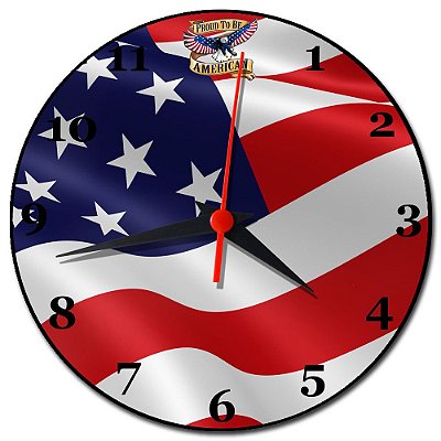 Relógio de Parede Bandeira Dos Estados Unidos Decoração