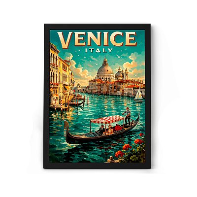 Quadro Decorativo Da Itália Venice Para Sala ou Quarto Com Moldura