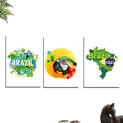 Kit Placa Decorativa para Sala Do Brasil Decoração - 3 Unidade
