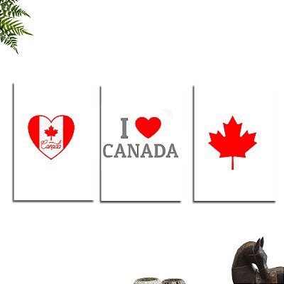 Kit Placa Decorativa Eu Amo o Canada - 3 Unidade
