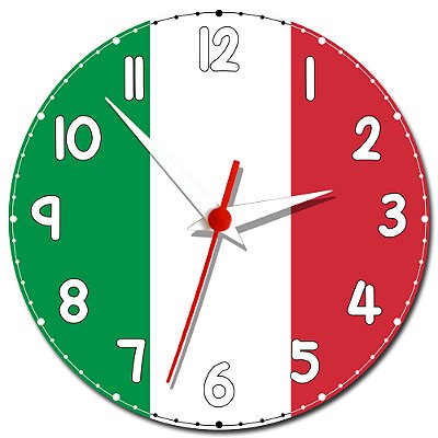 Relógio de Parede Decorativo Bandeira da Itália - Relógio da Itália