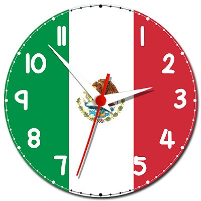 Relógio de Parede Decorativo Bandeira do México - Relógio do México