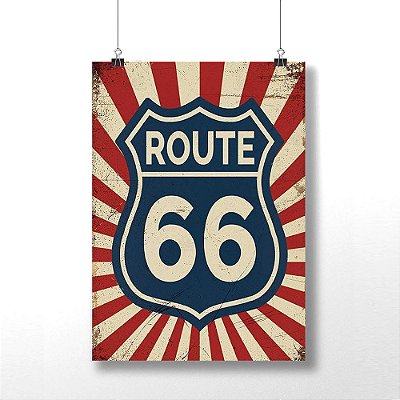 Placa da Rota 66 Decorativa - Placa Route 66 Retro