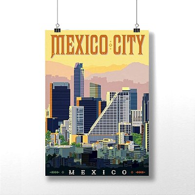 Placa Decorativa Cidade de México Retro Vintage