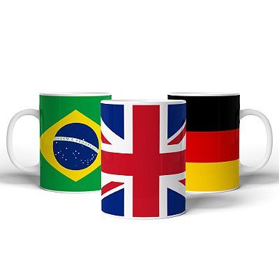 Caneca Decorativa com todas a Bandeiras dos Países do mundo